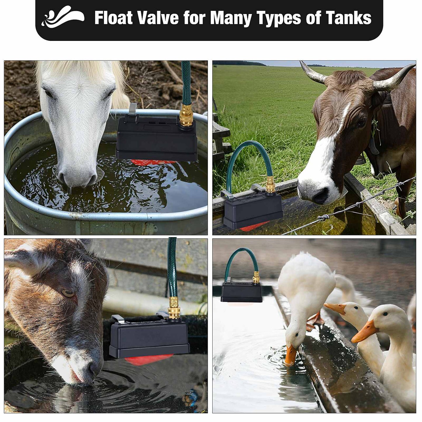 Apxton Water Trough Float Valve, Water Tank Float Valve for Livestock Horse Cattle Goat Farm, Automatic Horse Waterer for Stock Tank, Automatic Livestock Waterer for Stock Tanks