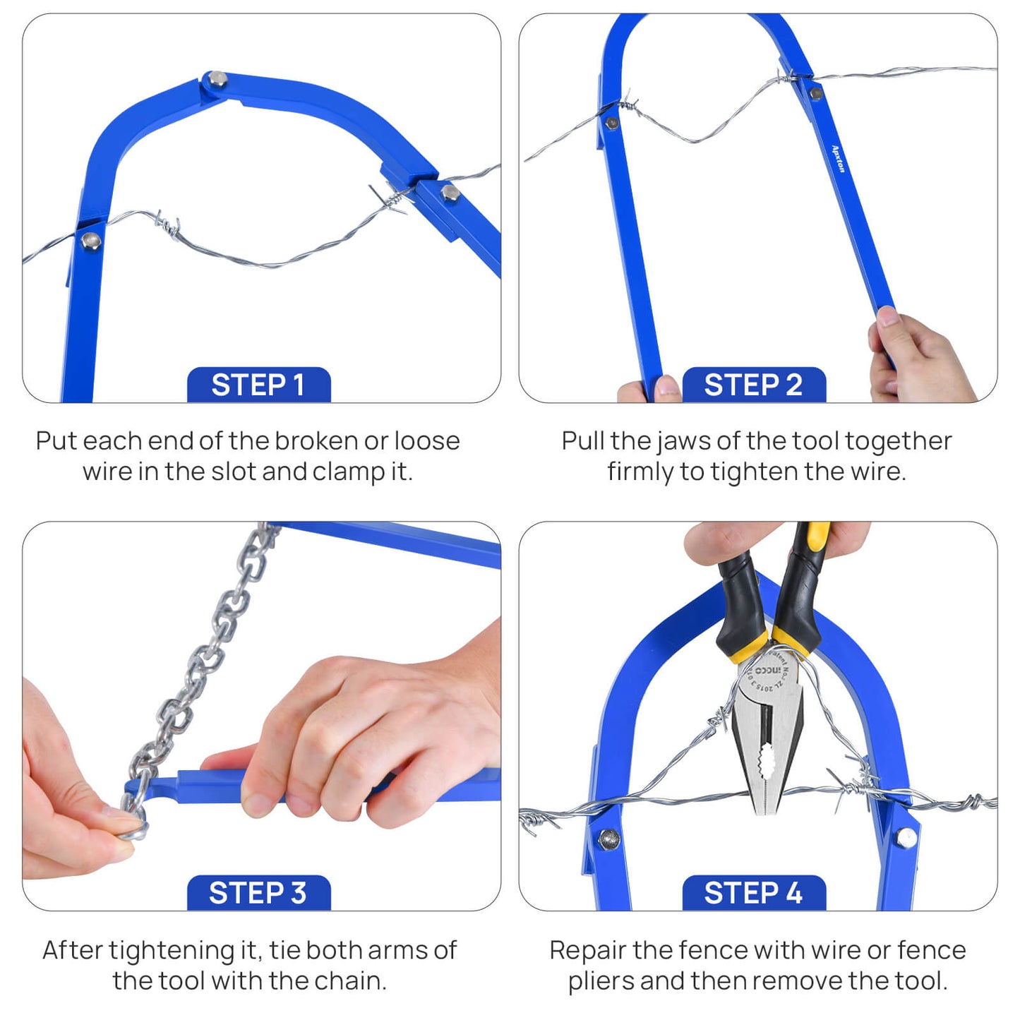 Fence Tightener, Fence Stretcher Tool for Repairing Barbed Wire Fences, Heavy Duty Barb Wire Tightener for Cattle Fences, Fencing Tools for Farm