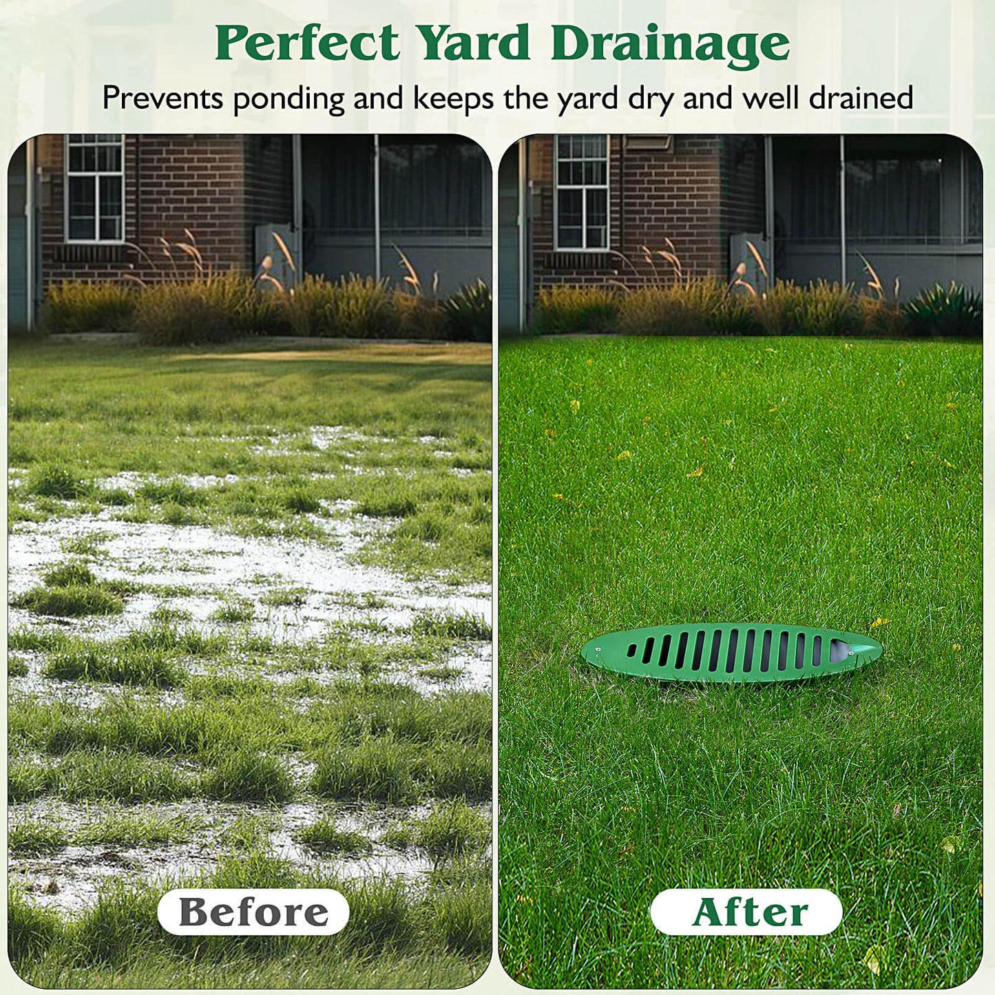 Apxton 4 Inch Green Angled Drainage Grate for Yard Drain, Drain Grate for Yard Drainage Systems, Yard Drain Emitter for Gutter Downspout Extensions, Lawn Slope Drainage Pipe Emitter for Ditch
