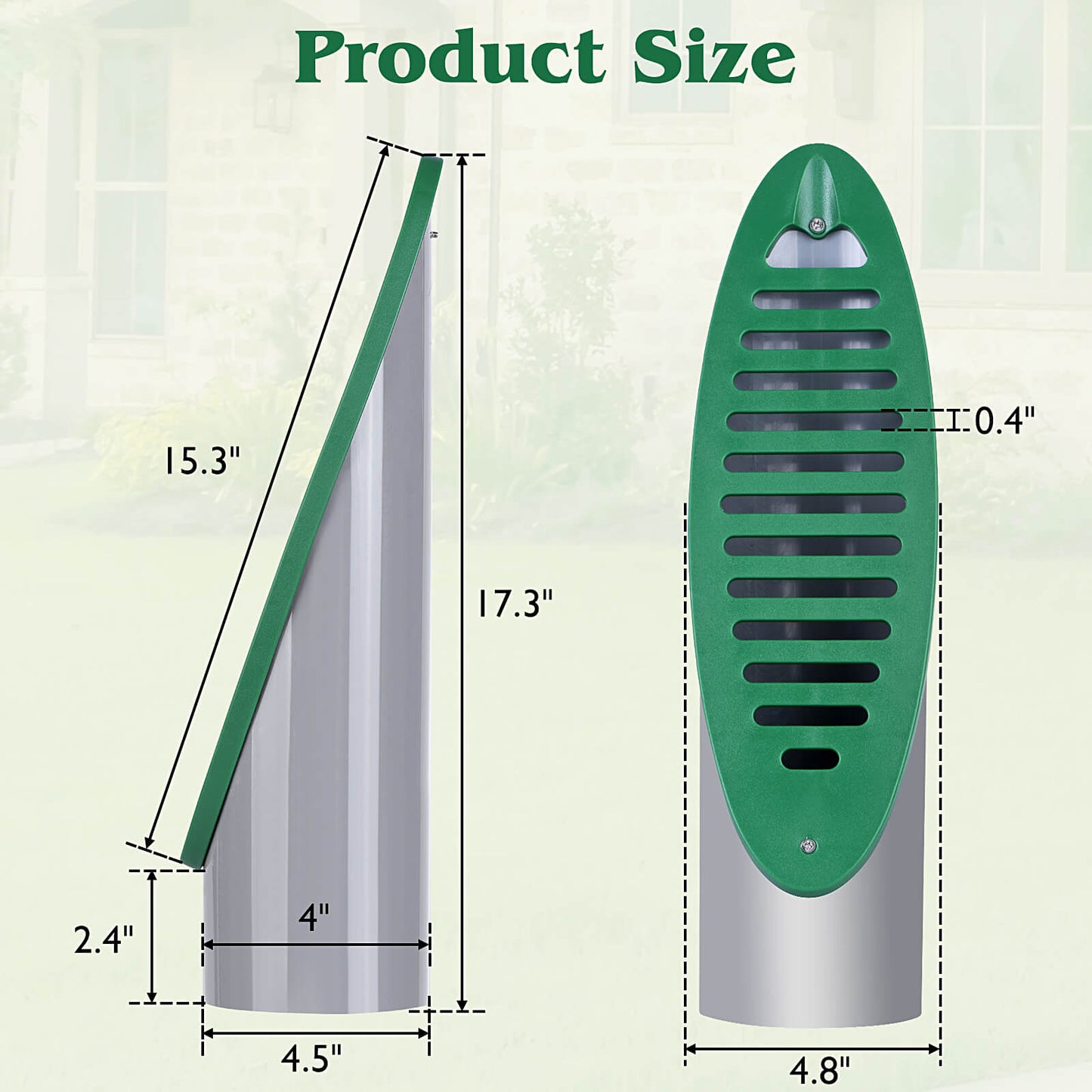 Apxton 4 Inch Green Angled Drainage Grate for Yard Drain, Drain Grate for Yard Drainage Systems, Yard Drain Emitter for Gutter Downspout Extensions, Lawn Slope Drainage Pipe Emitter for Ditch