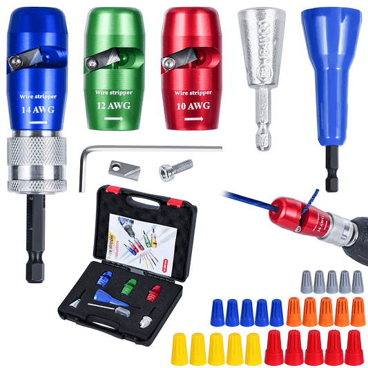 Apxton Wire Stripper for Drill, US Standard Electric Wire Stripper Tool for Drill, Wire Strippers for 10/12/14 AWG, Wire Stripping and Twisting Tool Set