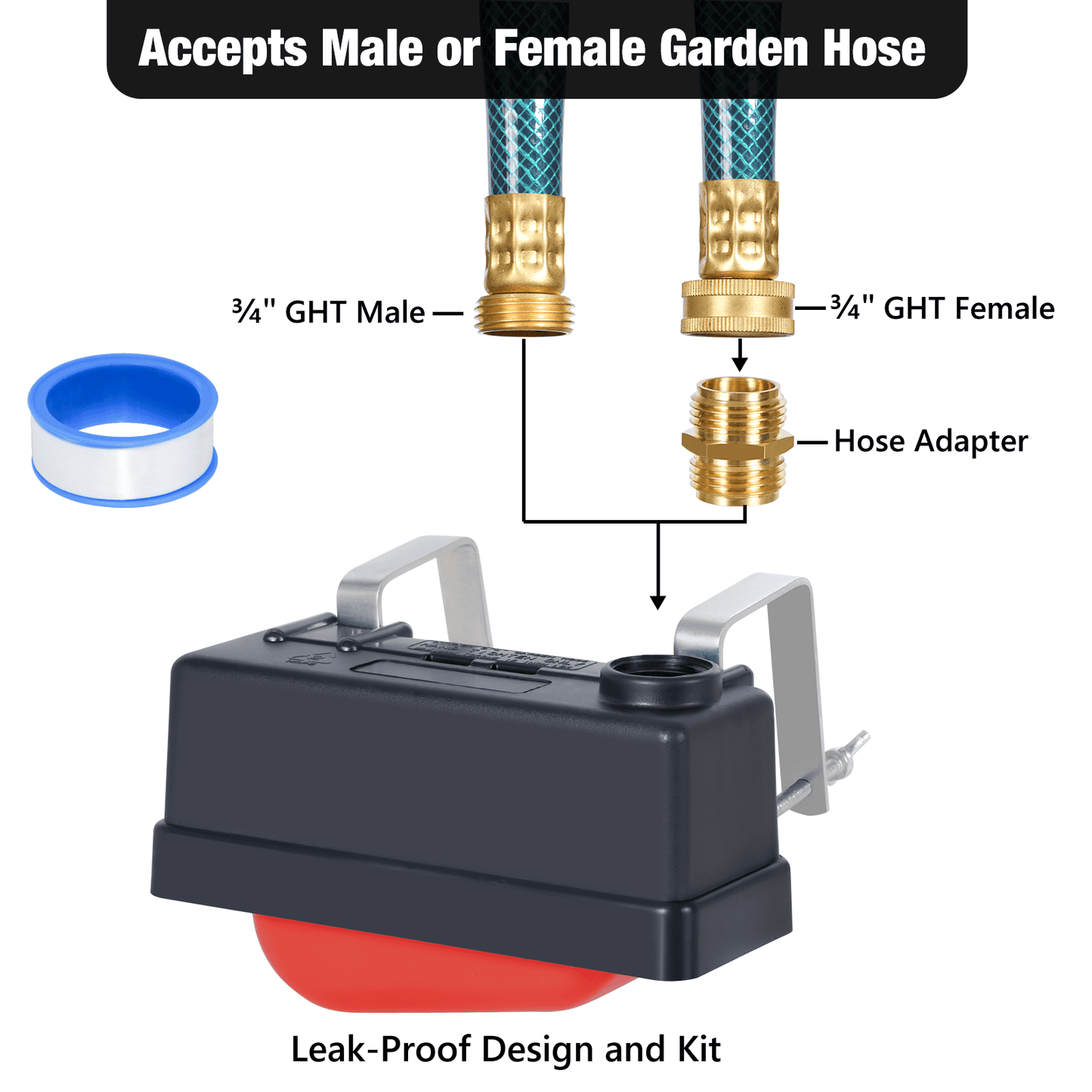 Apxton Water Trough Float Valve for Livestock & Stock Tank | Stock Tank Float Valve, Water Tank Float Valve, Automatic Horse Waterer with Bracket, Screws, Sealing Tape, No Hose Adapter