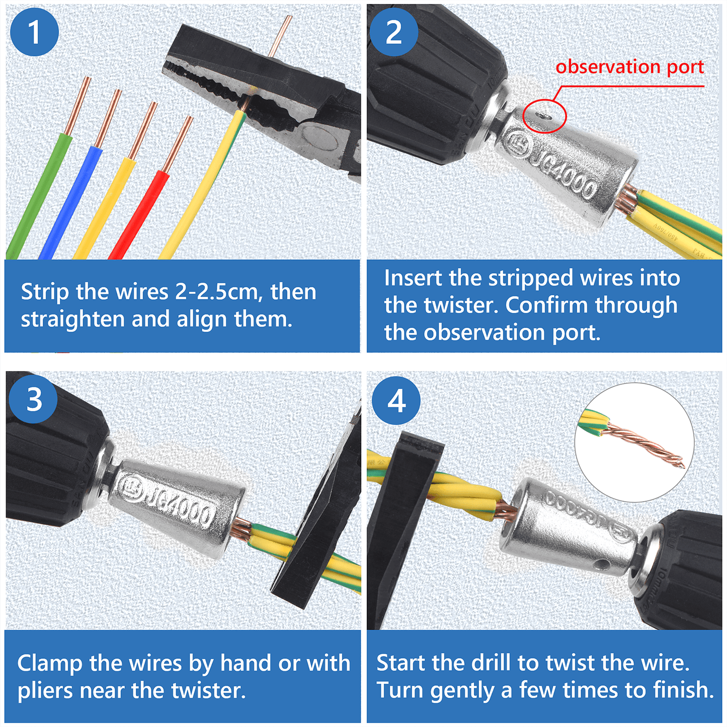 Apxton Wire Twister Tool for Drill, Wire Twisting Tool for Drill, Drill Wire Twister for Electricians, Electrical Wire Nut Twister for Drill (AWG)