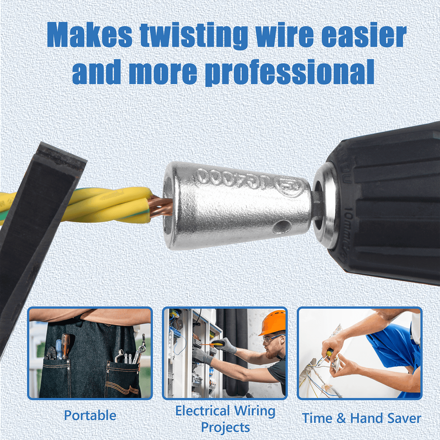 Apxton Wire Twister Tool for Drill, Wire Twisting Tool for Drill, Drill Wire Twister for Electricians, Electrical Wire Nut Twister for Drill (AWG)