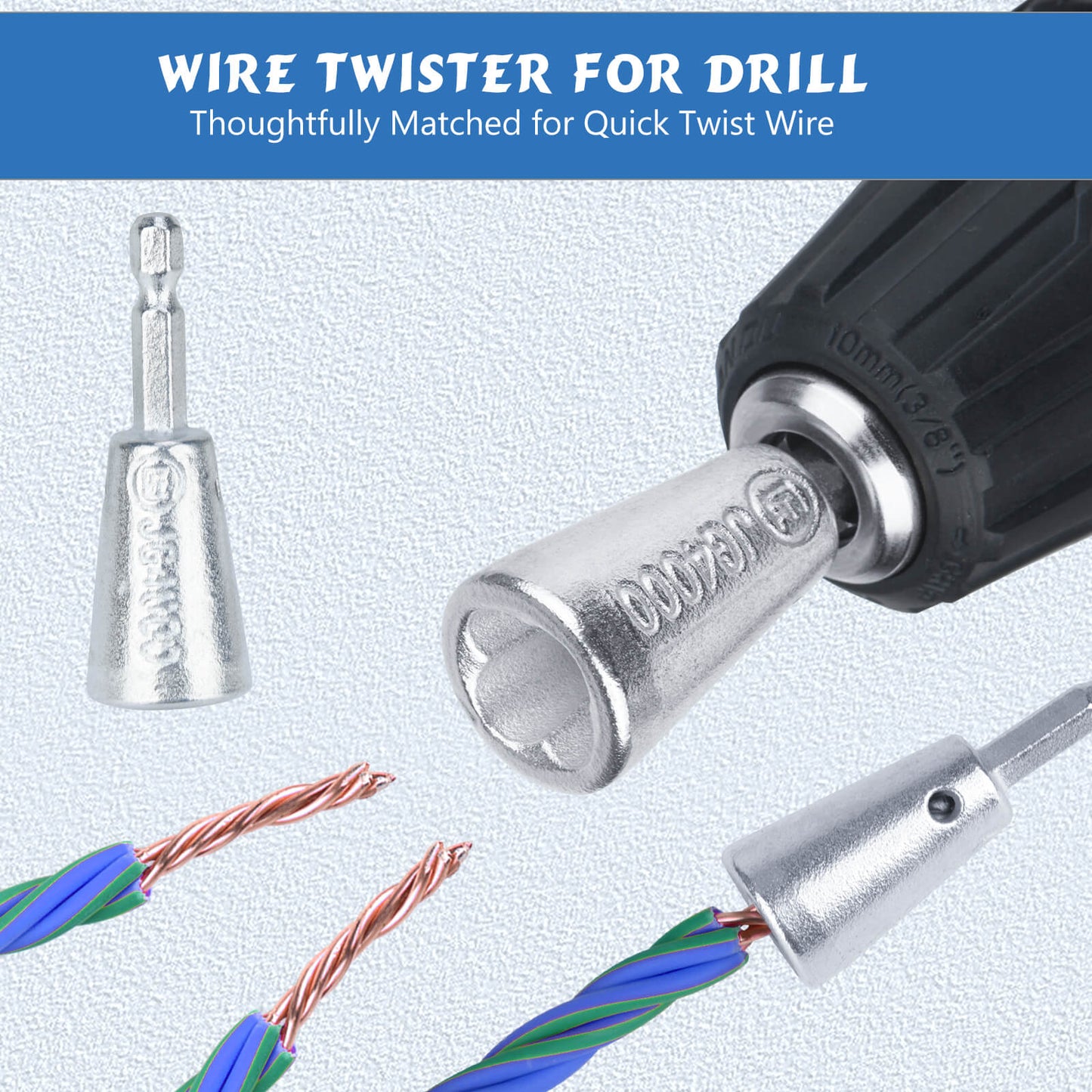 Apxton Wire Stripper for Drill, US Standard Electric Wire Stripper Tool for Drill, Drill Wire Stripper for 8/10/12/14 AWG, Wire Stripping and Twisting Tool Set
